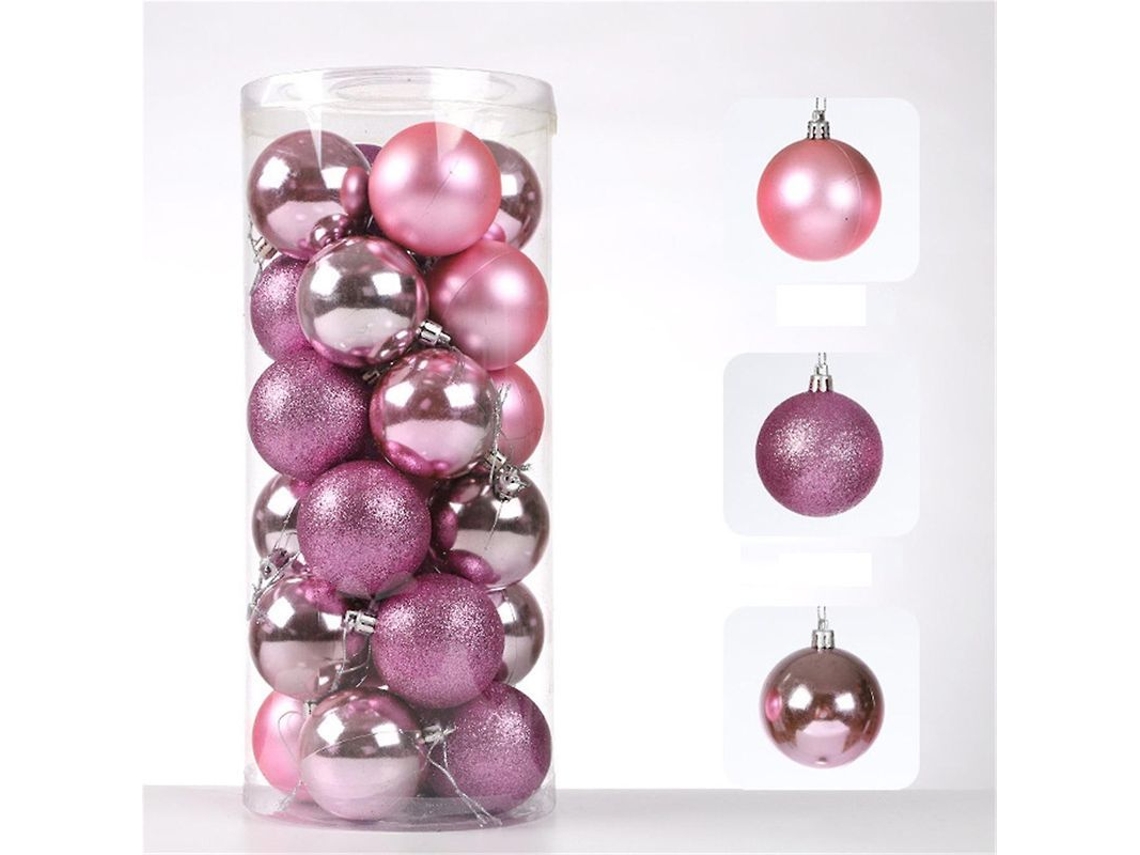 Adornos De Navidad Bolas De Plástico 6cm Para Árboles De Navidad Fiesta Hogar 24 Unidades Rosa