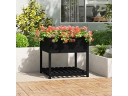 Vidaxl Vaso/floreira Com Prateleira 82,5x82,5x81 Cm Pinho Maciço Preto