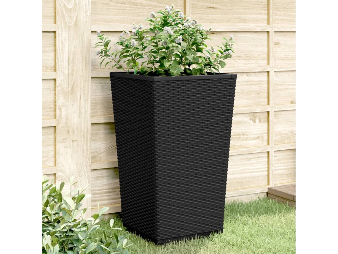 Vidaxl Vasos/floreiras 2 Pcs 32,5x32,5x57 Cm Pp Preto