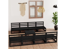 Pcs Conjunto Lounge De Jardim Pinho Maciço Preto Dkd Home Decor