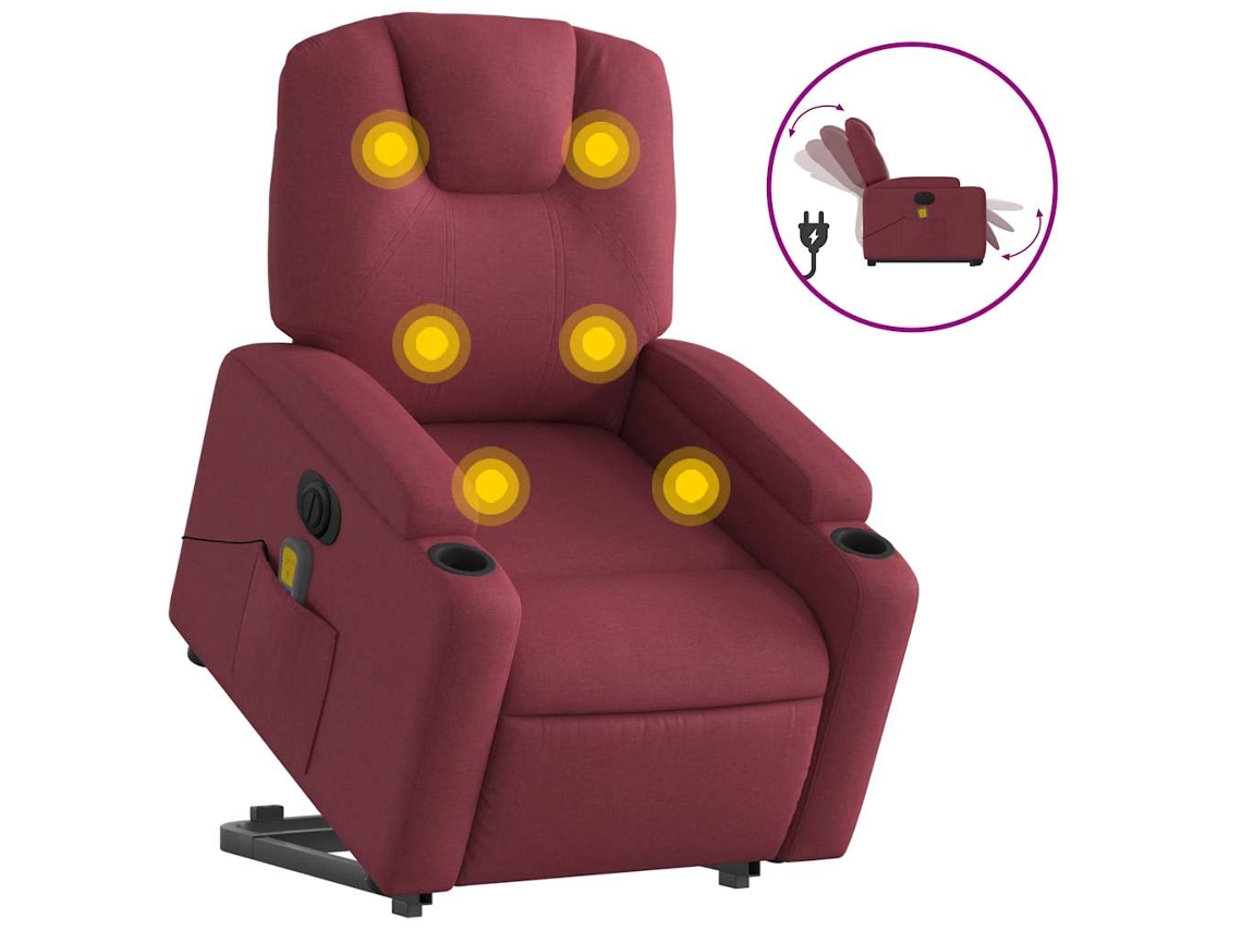 Electric Stand Up Massage Recliner Chair, Electric Stand Up Massage Recliner Chairs Vidaxl Vermelho Tecido