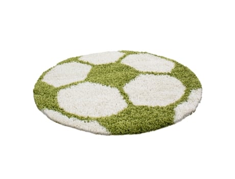 Fun Shaggy Futebol Tapete Infantil Pelo Comprido Redondo Ø 120cm Verde