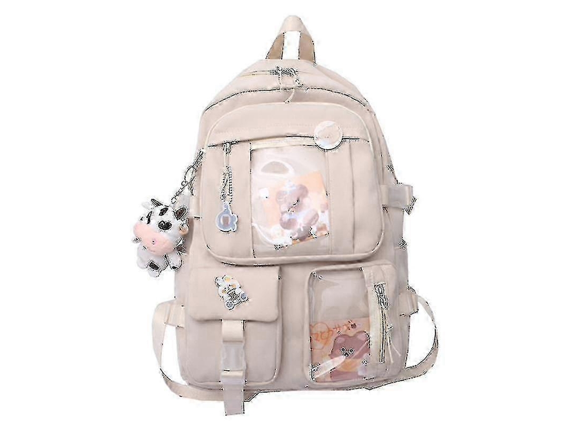 Linda Mochila Japonesa De Estudante Harajuku Com Pingente E Vários Bolsos. Olysi Shop