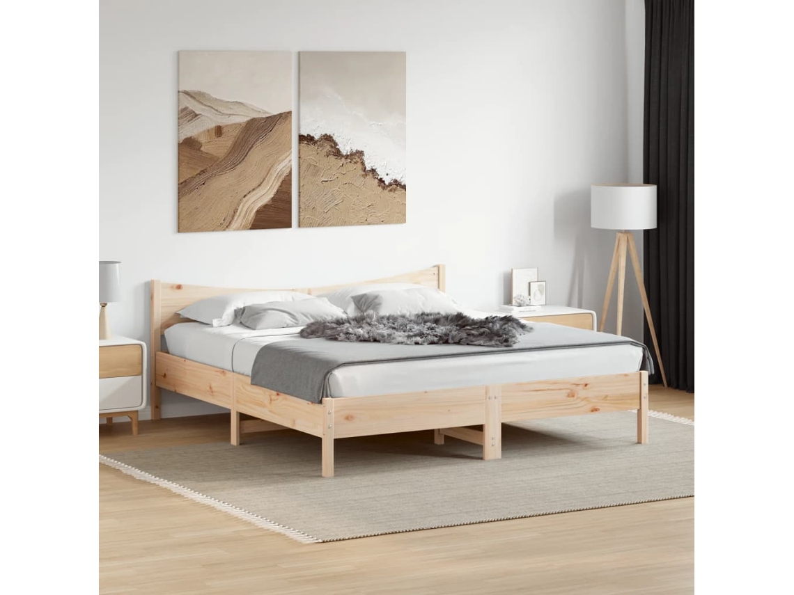Vidaxl Cama Sem Colchão 200x200 Cm Madeira De Pinho Maciça