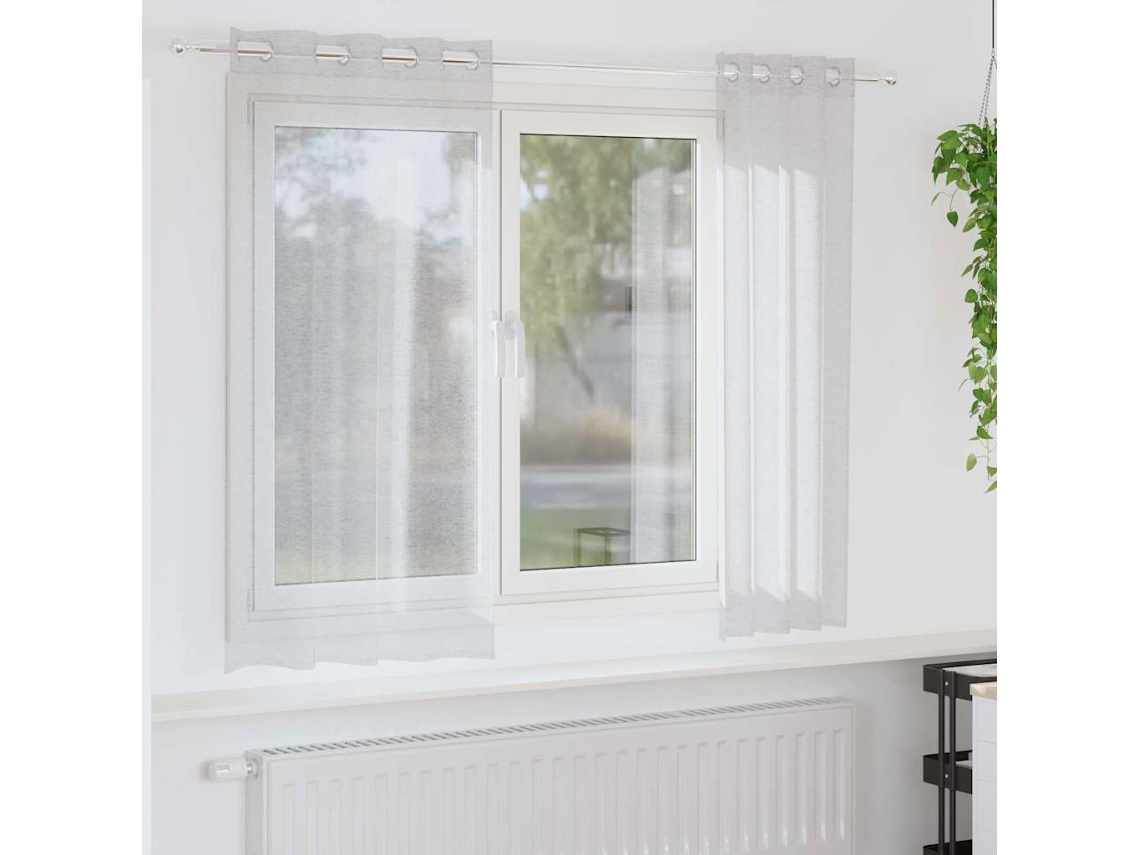 Vidaxl Cortina De Voile 2 Pcs Cinzento-claro 175 X 140 Cm Poliéster