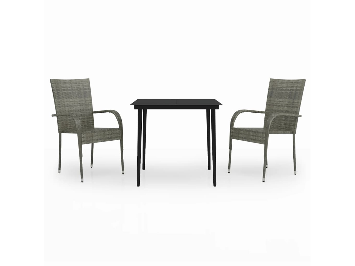 Maison Exclusive - 3 Pcs Conjunto De Jantar Para Jardim Cinzento E Preto