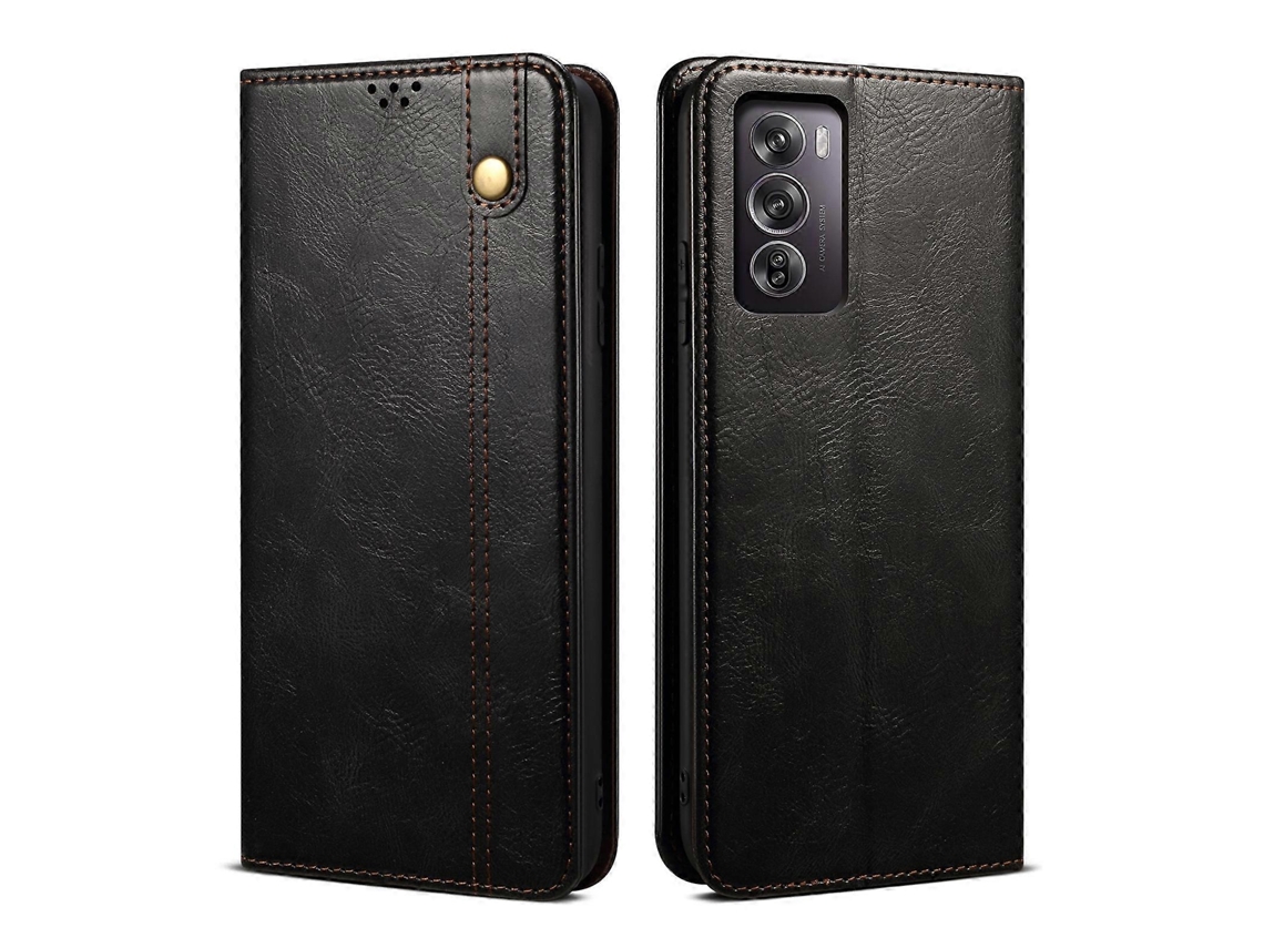 Capa De Couro Com Textura Crazy Horse Para Oppo Find X6 Oil Wax