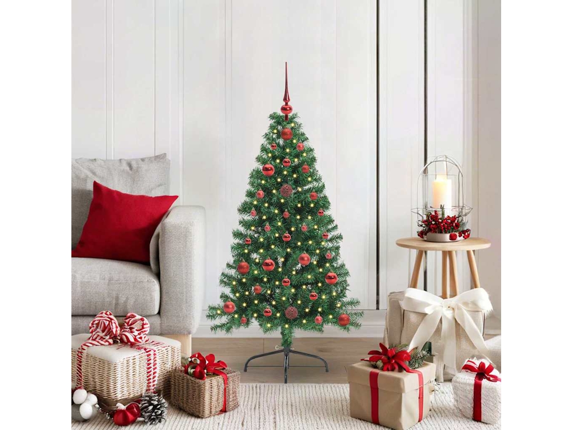 Vidaxl Árvore De Natal Artificial Pré-iluminada Verde 120 Cm Pvc