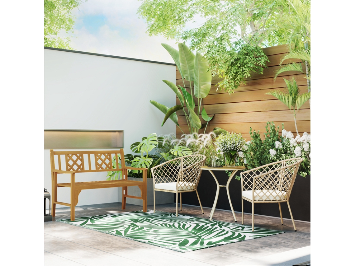 Tapete de Exterior Polipropileno Cor Verde e Branco 152x243 cm Outsunny