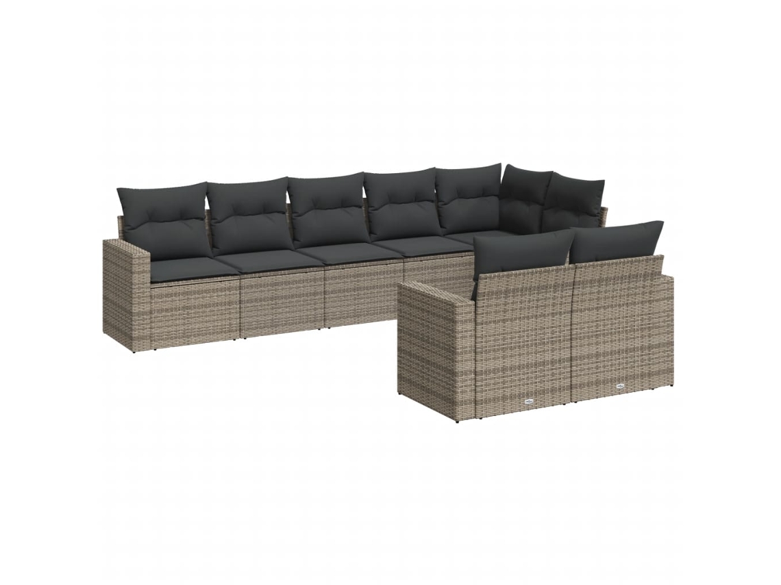 Maison Exclusive - 8 Pcs Conjunto Sofás De Jardim C/ Almofadões Vime Pe Cinzento