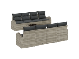 Conjunto 9 Móveis Para Exterior Vidaxl Cinzento-claro Vime Pe (55 X 55 X 37 Cm)