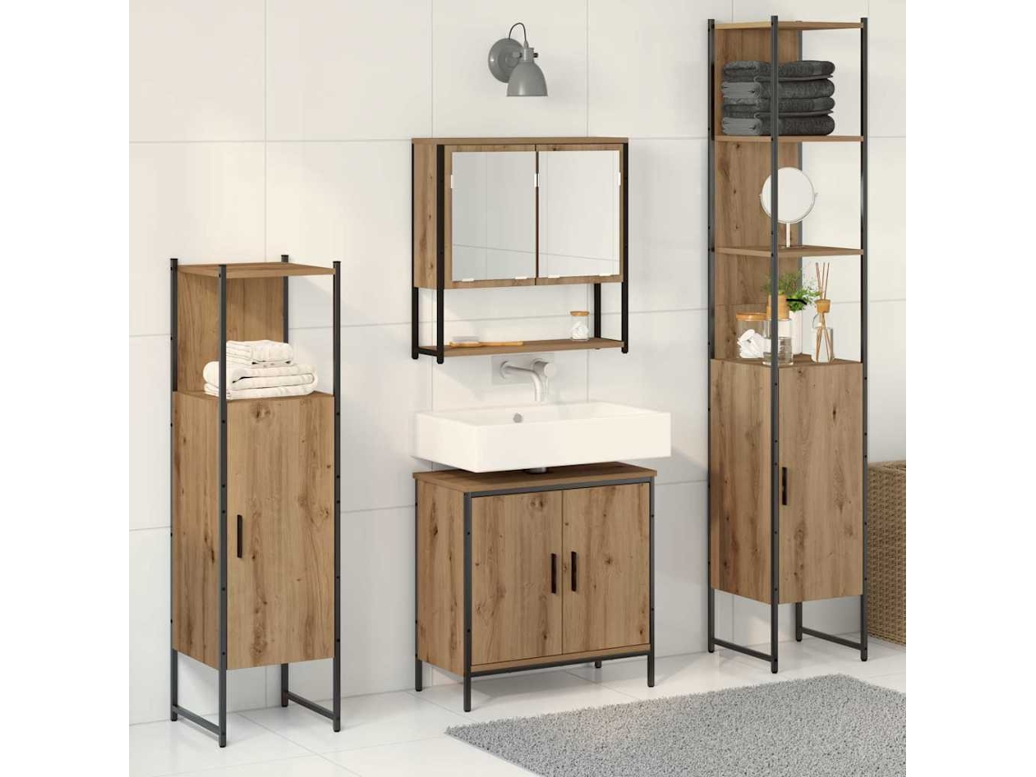 Vidaxl Conjunto De Móveis Para Banheiro 4 Unid. Castanho