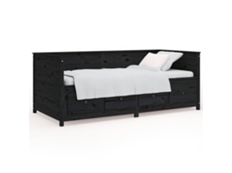 Sofá cama 75x190 Cm Madeira de Pinho Maciça Preto MAISON EXCLUSIVE