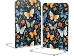 Lindo Suporte Para Livros Em Acrílico Azul Com Borboletas E Flores, Ideal Para Escritório E Casa Possui Estrutura