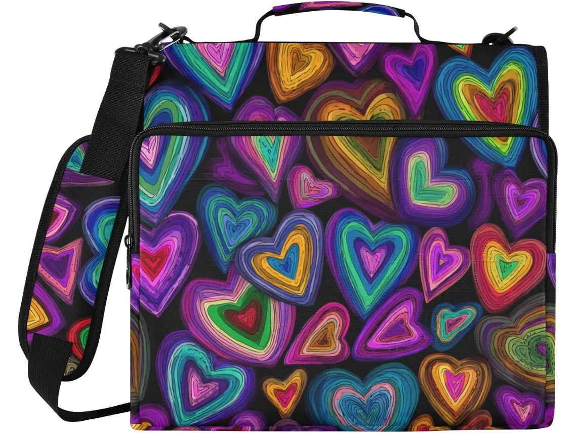 Pasta De Argolas Colorida Com Desenho Animado, Zíper Resistente E Alça, Organizador De Documentos Com Vários Bolsos