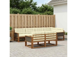 Vidaxl Conjunto De Sofás Para Exterior 8 Unid. Natural E Creme