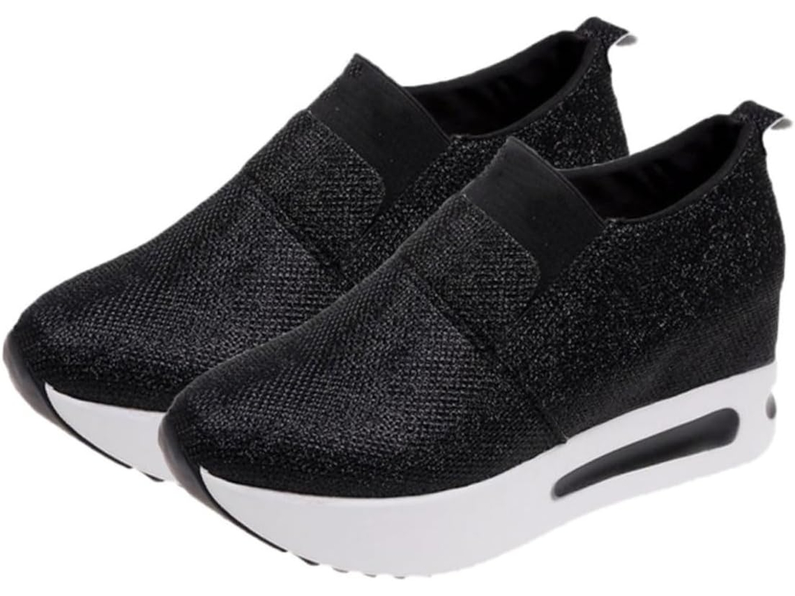 1 Par De Sapatos Casuais Femininos Com Solado Grosso, Respiráveis E Confortáveis, Ideais Para...