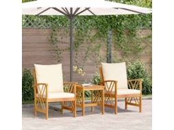 Vidaxl Conjunto De Sofá De Jardim Com Almofada 3 Pcs Óleo Natural