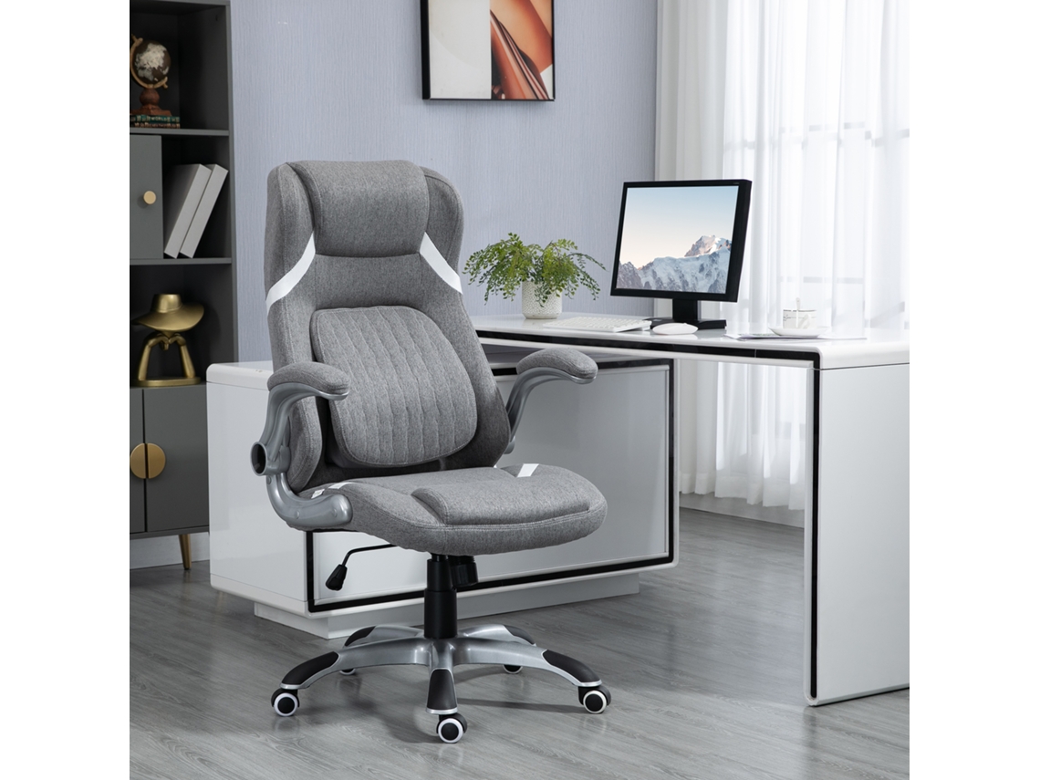 Cadeira Reclinável Escritório Tecido Respirável Aço Altura Ajustável 68x76x109-117 Cm
