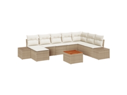 Conjunto 9 Móveis De Jardim Vidaxl Bege Vime Pe (55 X 55 X 37 Cm)