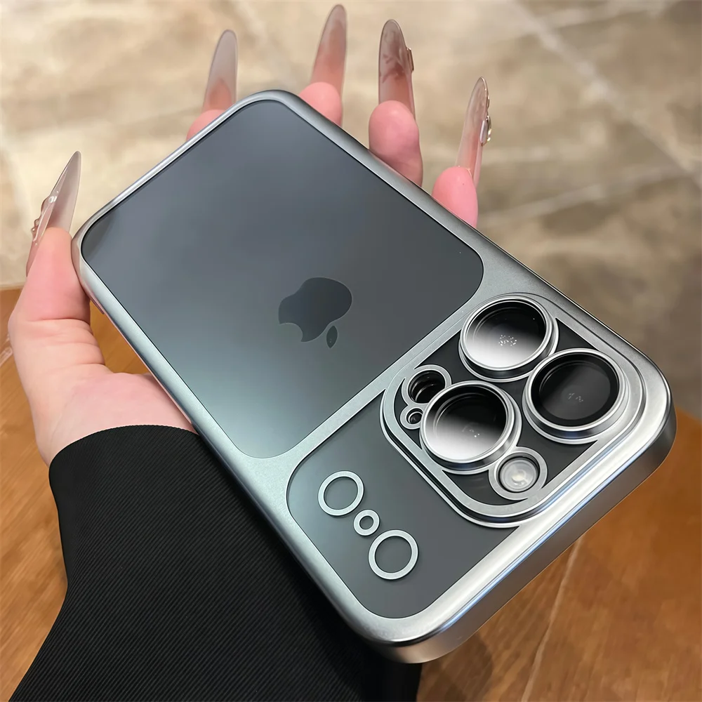 Capa Transparente Fosca Metálica Eletroplaqueada (iphone 17 Air Prateado), Proteção Total Da Lente.