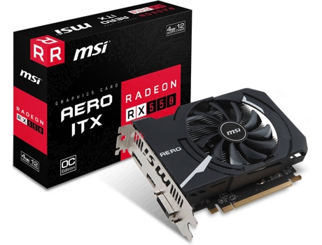 Placa Gráfica MSI Radeon RX 550 Aero ITX OC (AMD - 4 GB DDR5) — AMD | RX 550 Aero ITX