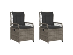 Cadeiras de Jardim Reclináveis 2pcs Vime Pe Cinza MAISON EXCLUSIVE