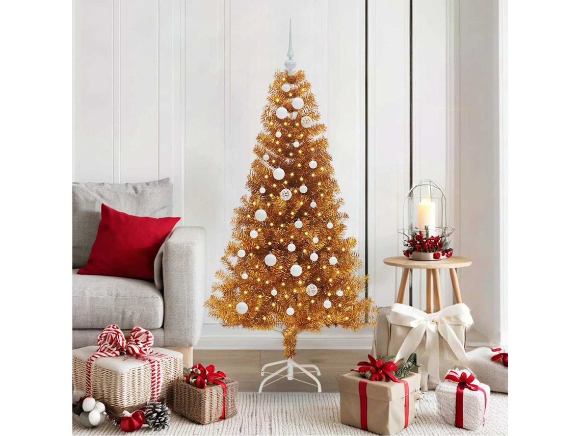 Vidaxl Árvore De Natal Ouro 150 Cm Pet