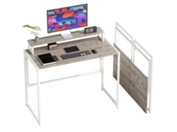 Mesa de Computador Dobrável com Suporte de Tela. para o Quarto. Espaços Pequenos. 100 X 48 X 87,5 Cm. Madeira Natural Ge