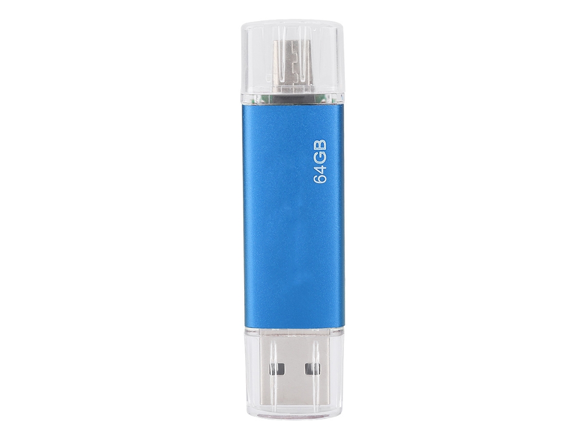 Pen Drive Usb De Uso Duplo, Duas Cabeças, Alta Velocidade, 64g, Azul.