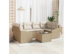 Vidaxl Conjunto De Sofás 7 Unid. Bege E Creme Vime Pe