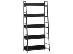 Estante De Biblioteca De Armazenamento Estilo Industrial Inclinado 5 Níveis 70l X 35l X 150h Cm Preto