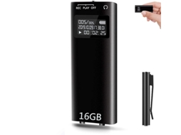 Mini Gravador Activado Por Voz 16gb 1160h Escuta Contínua Forte Magnético Clip Trasero Preto Yizhood