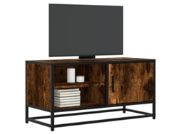 Vidaxl Móvel P/ Tv 80x34,5x40 Cm Deriv. Madeira/metal Carvalho Fumado