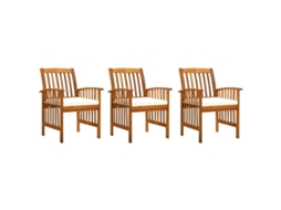 Vidaxl Cadeiras De Jantar P/ Jardim 3 Pcs C/ Almofadões Acácia Maciça
