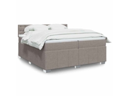 Vidaxl Cama Com Molas/colchão 200x200 Cm Tecido Castanho-acinzentado