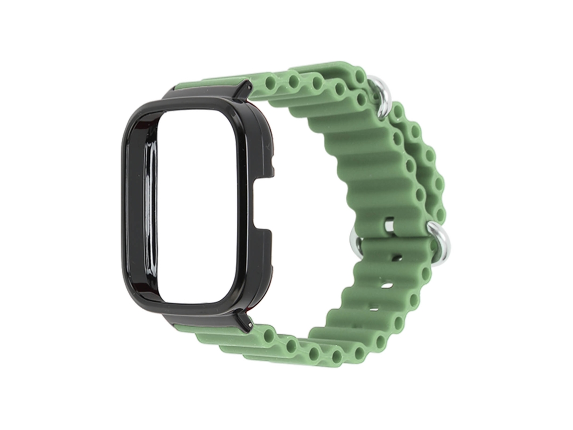 Capa Protetora Pulseira Silicone Ajustável 2 em 1 para Redmi Watch 3 Verde Claro