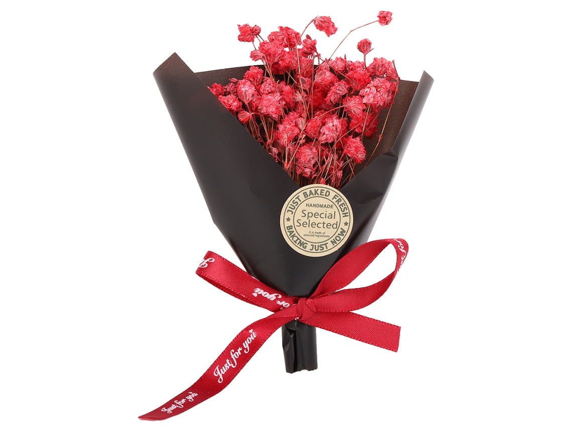 Mini Buquê de Flores Secas Naturais Vermelhas para Decoração