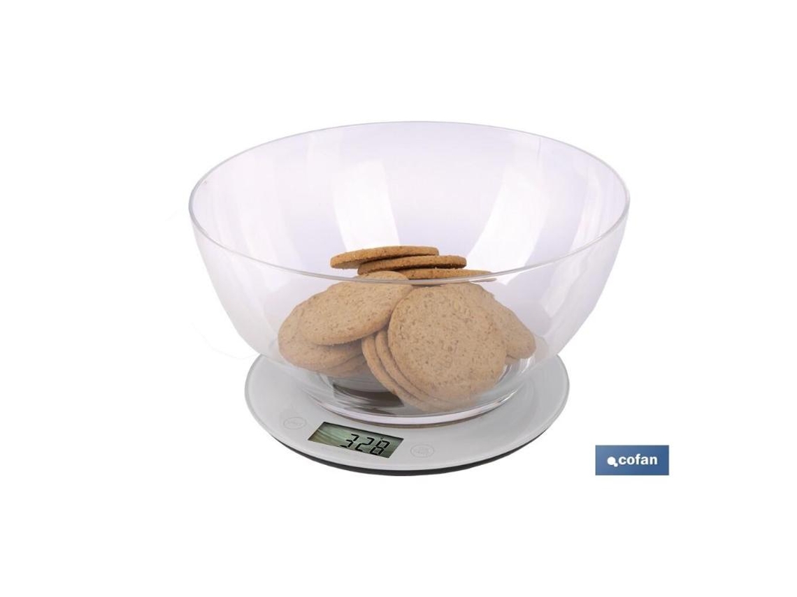 Balança de cozinha digital Cofan com tigela de capacidade de 3,8 L, 10 quilos, 25,5 x 14 cm