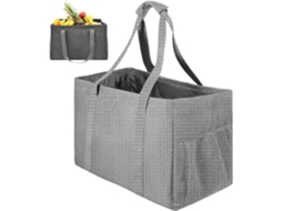 Sacola De Compras Grande Reutilizável Em Algodão Com Bolsos, Capacidade De 35 Litros, Alças Reforçadas, Para Viagens E