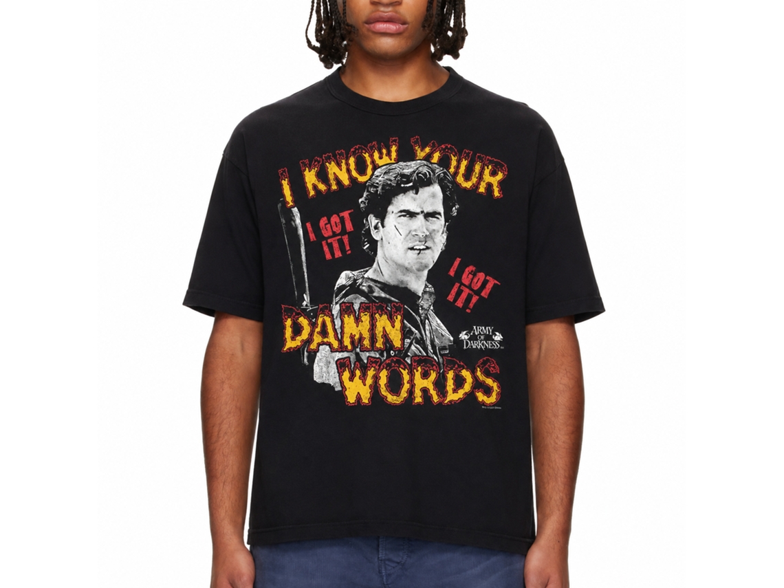 Rockinstone Army Of Darkness Movie Army Of Darkness Movie Know Your Words Black Adult T-shirt Size:l