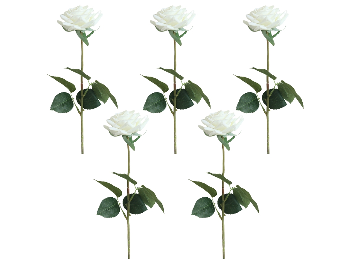 KOFIHETY 5pcs Rosas Falsas Flores Artificiais Bouquet De Hastes Longas Para Arranjos Casamento Festa Decoração Casa Cozinha