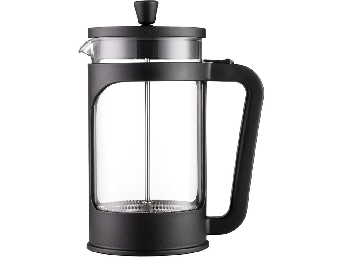 Cafeteira Francesa De 1 Litro/34 Oz Para Café/chá, Em Vidro Borossilicato Resistente Ao Calor, Filtro Aço Inoxidável E Tampa Preta.