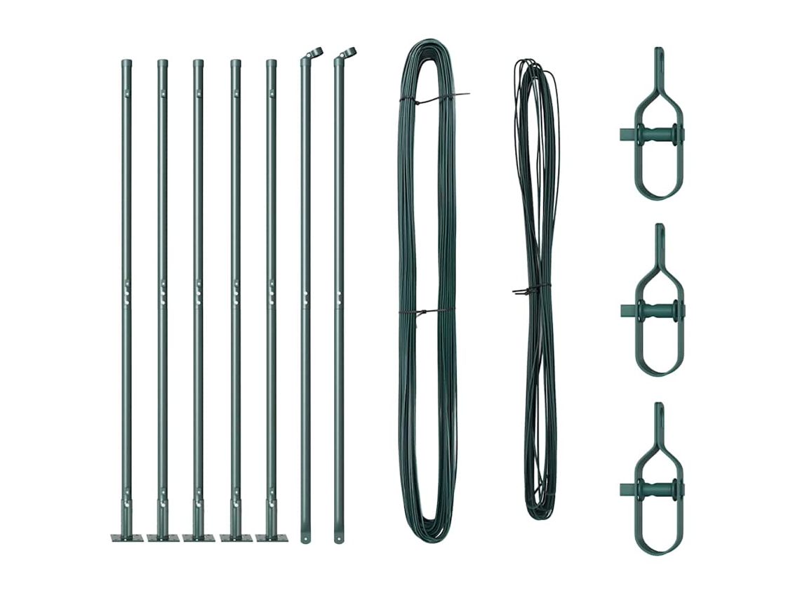 Poste De Cerca 7 Pcs Verde Aço