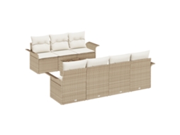 Conjunto 8 Conjunto De Sofá De Jardim Vidaxl Bege Vime Pe (55 X 55 X 37 Cm)