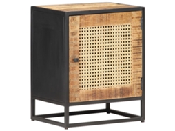 Vidaxl Mesa De Cabeceira 40x30x50cm Mangueira Áspera/palhinha Natural
