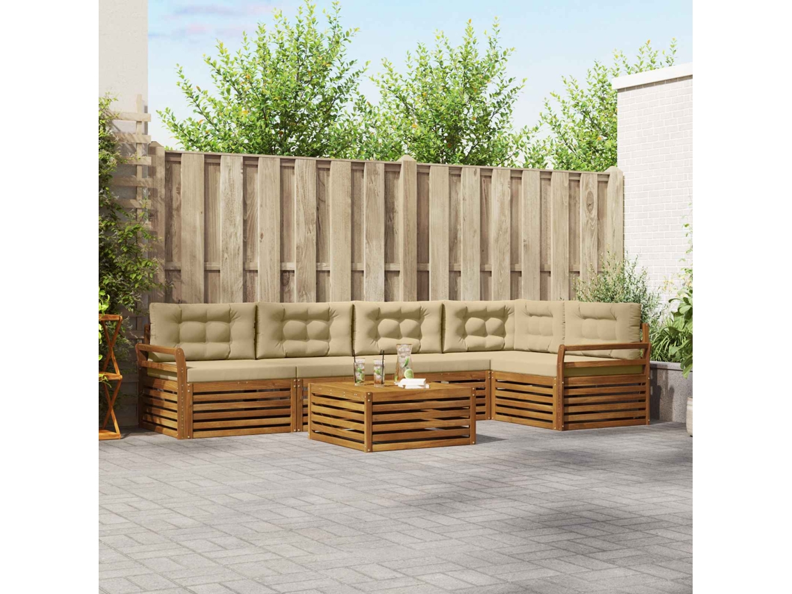 Vidaxl Conjunto De Sofás Para Exterior 6 Unid. Natural E Bege