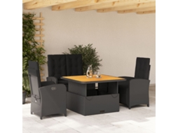 Vidaxl 4 Pcs Conjunto De Jardim P/ Jardim C/ Almofadões Vime Pe Preto