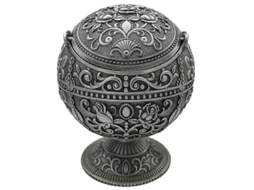 Cenicero antigo impermeável Fasst com tampa padrão floral de liga de zinco para casa e exterior