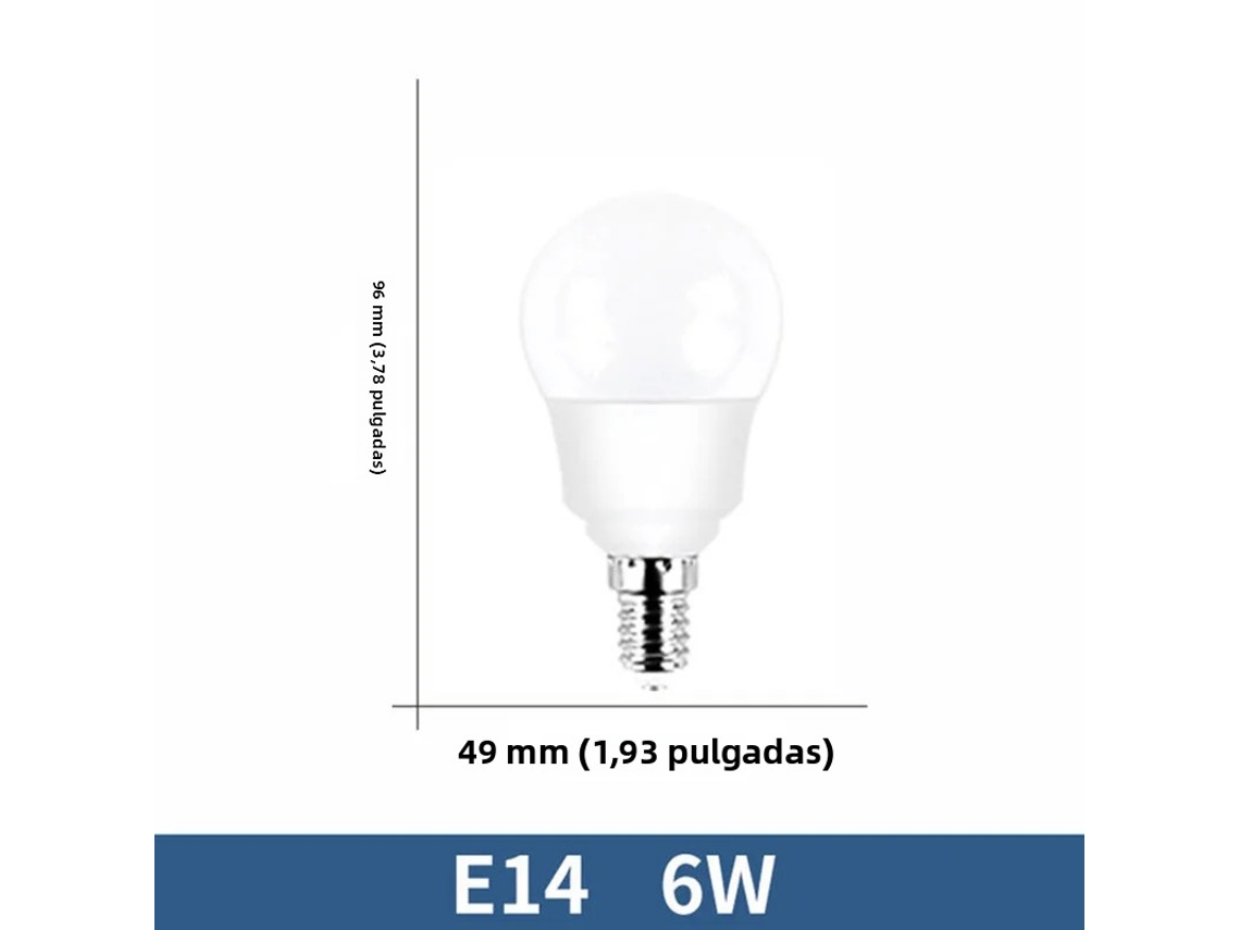 (base De Rosca E14 De 6w Com Regulação De Intensidade Em Três Cores) 6 Lâmpadas Led, Altamente Eficientes E Econômicas